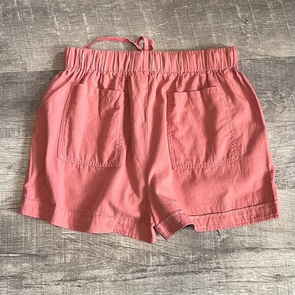 Lily Drawstring 2.5” Shorts NEW Womens XL High Waisted Coral Cotton Lounge - Picture 2 of 2